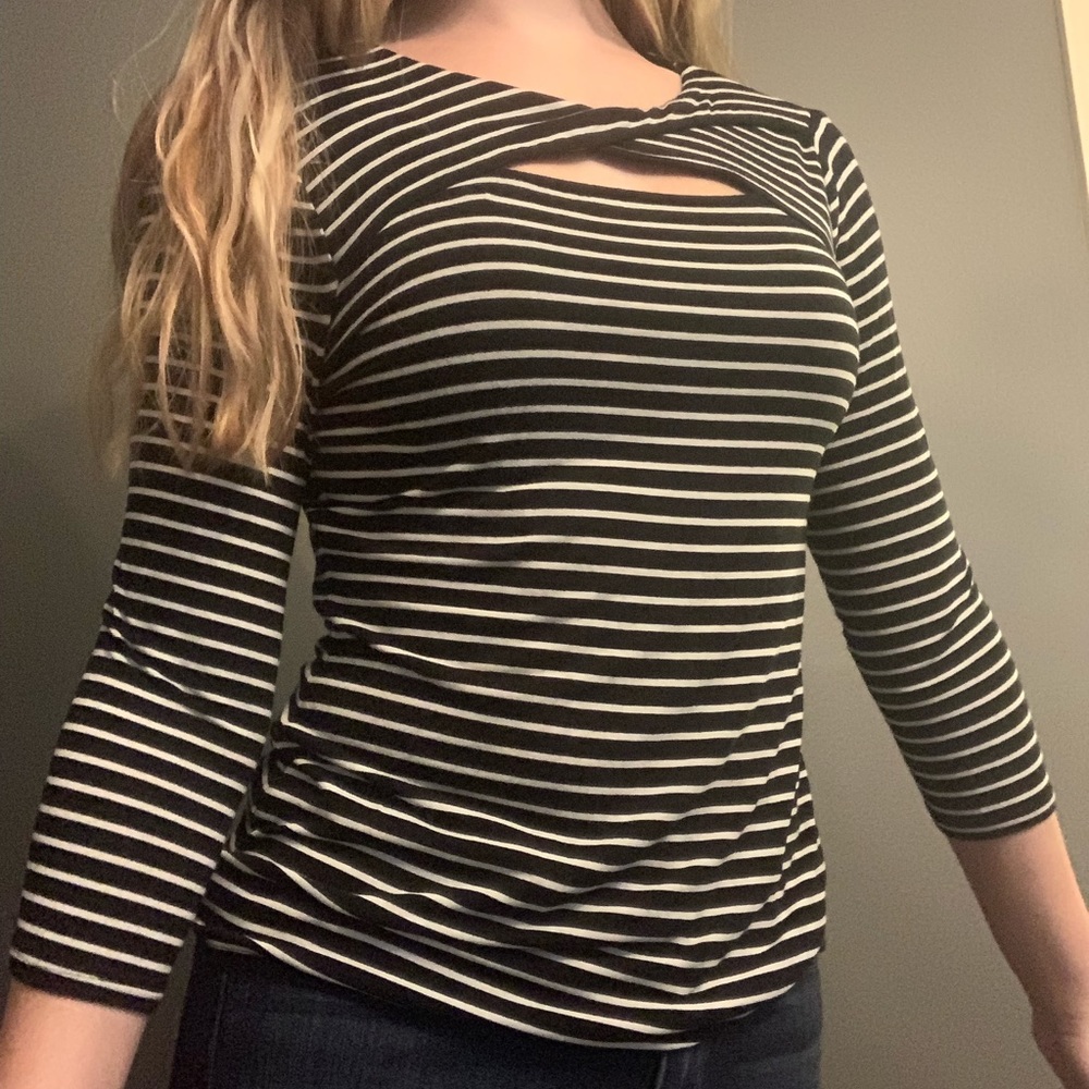 Vince Camuto Black and White Striped Top